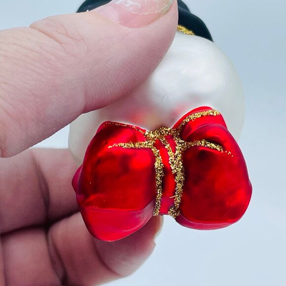 Vintage European Hand Blown Glass Christmas Ornament Frosty Snowman in Tophat - Picture 6 of 8